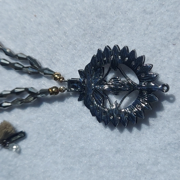 llonna & lilly Two-Tone Crystal, Stone & Bead Tassel Necklace - Picture 6 of 6